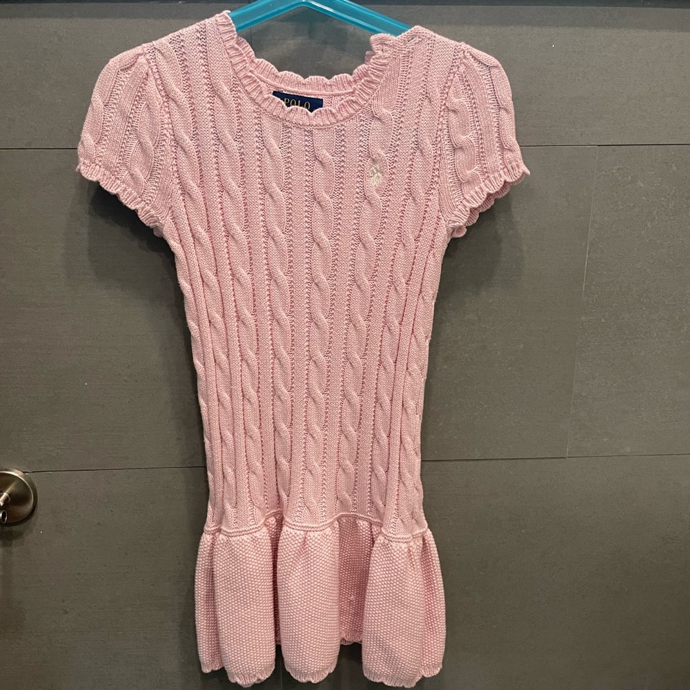 Ralph Lauren Pink Drop Waist Knit Dress